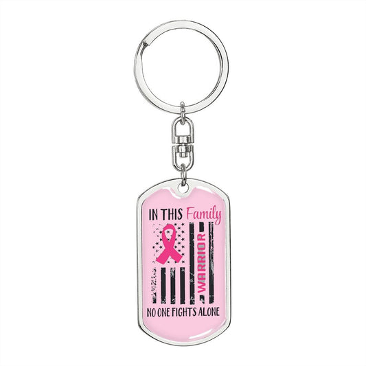 In This Family No One Fights Alone | Breast Cancer Awareness Keychain