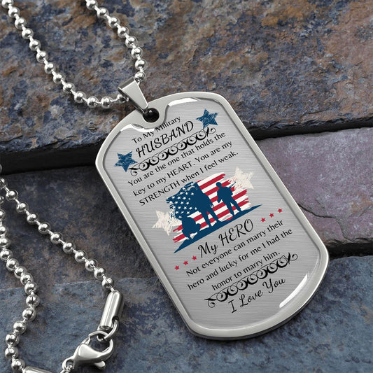 To My Military Husband | I Love You | Dog Tag Chain