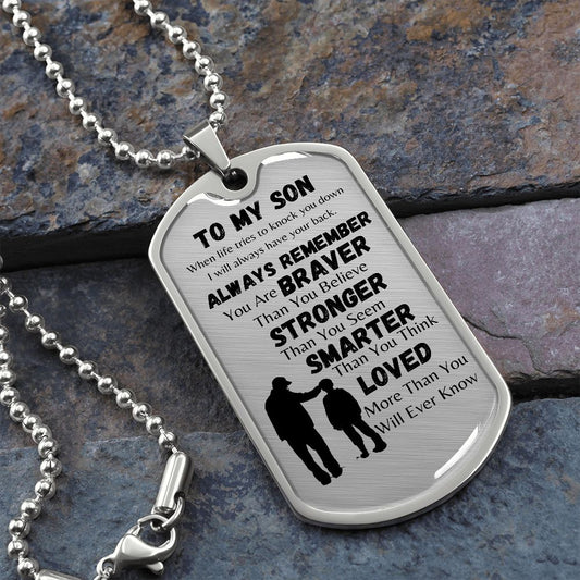 To My Son | Dog Tag Chain Necklace (Dad and Son)