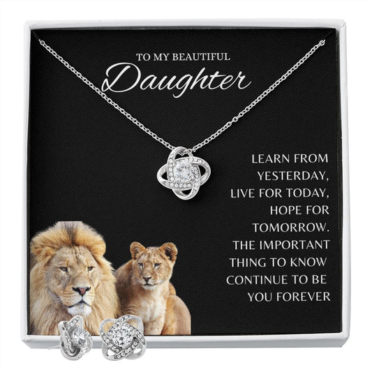 To My Daughter | Love Knot Necklace & Earrings Set