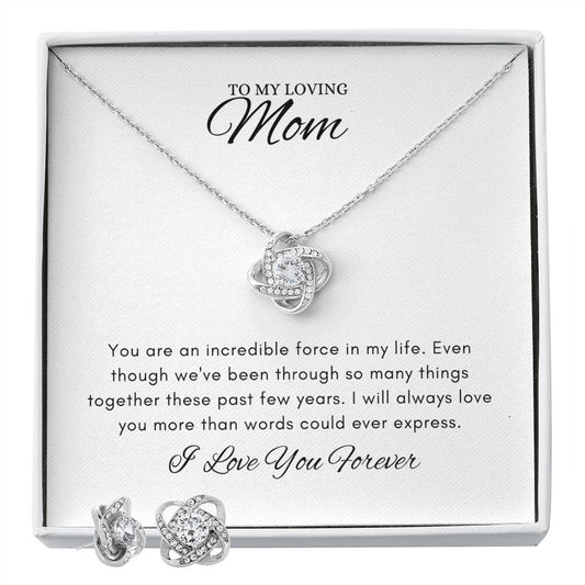 To My Mom | Love Knot Necklace & Earrings Set